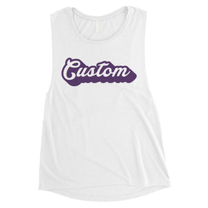 Purple Pop Up Text Cool Classic Womens Personalized Muscle Tops