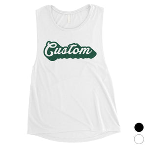 Green Pop Up Text Great Bright Womens Personalized Muscle Tops Gift