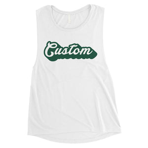 Green Pop Up Text Great Bright Womens Personalized Muscle Tops Gift