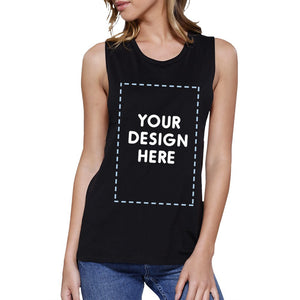 Custom Personalized Womens Black Muscle Top