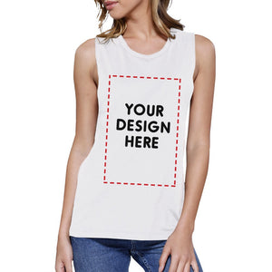 Custom Personalized Womens White Muscle Top