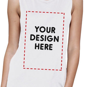 Custom Personalized Womens White Muscle Top