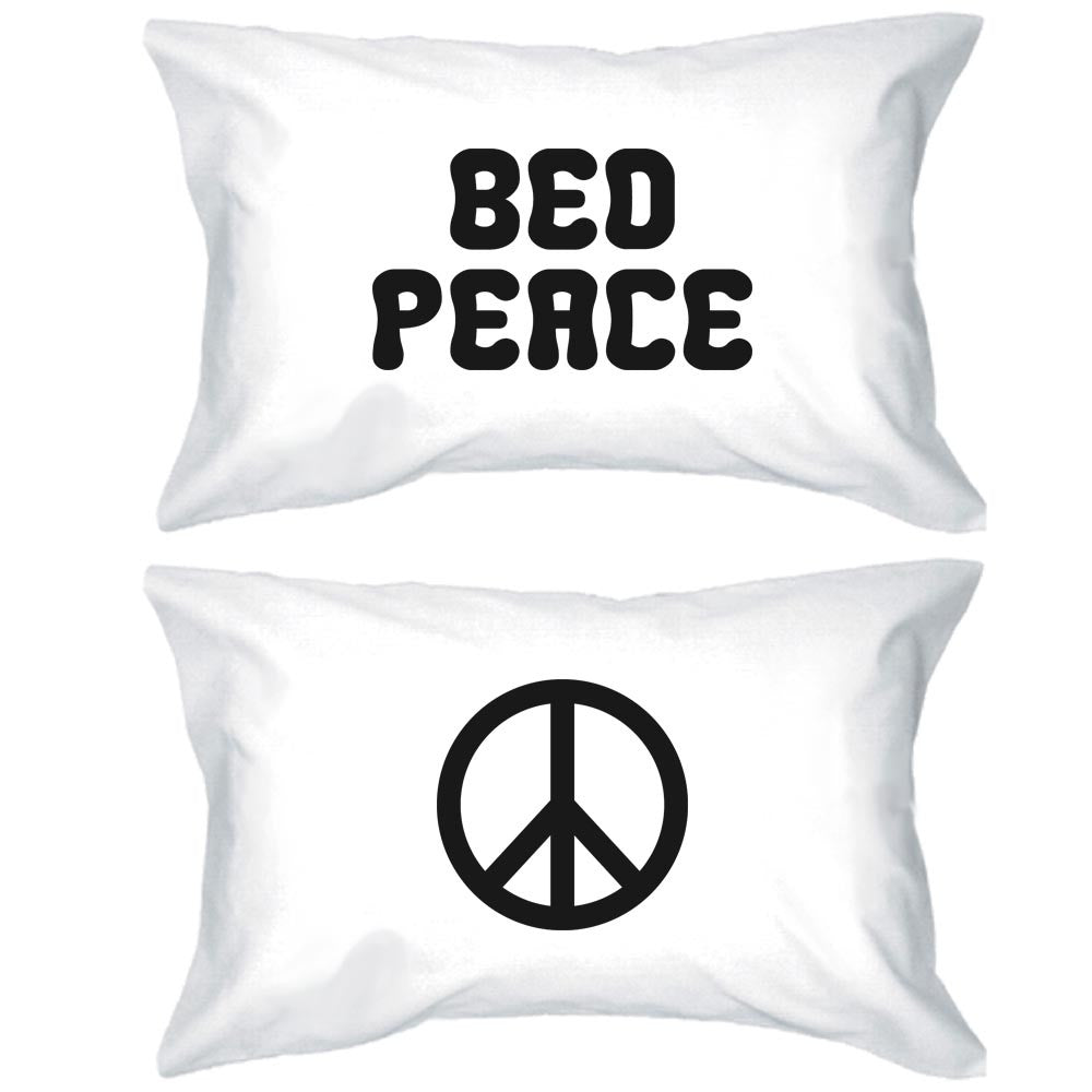 Bed Peace Funny Graphic Design Printed White Standard PillowCases - 365INLOVE