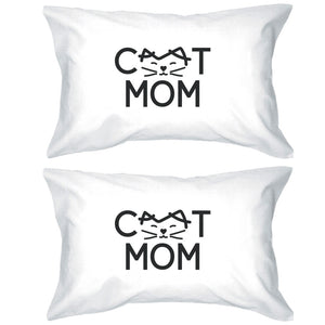 Cat Mom White Standard Size Pillow Case Cute Gifts For Cat Lovers - 365INLOVE