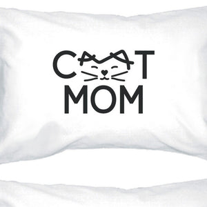 Cat Mom White Standard Size Pillow Case Cute Gifts For Cat Lovers - 365INLOVE