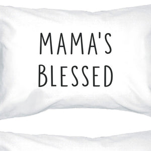 Mama's Blessed White Simple Design Cotton Pillow Case For Moms - 365INLOVE