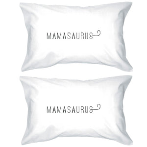 Mamasaurus White Cotton Pillow Case Cute Gift Ideas Mom of Boys - 365INLOVE