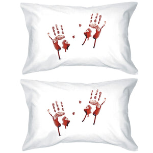 Bloody Handprints White Pillowcases