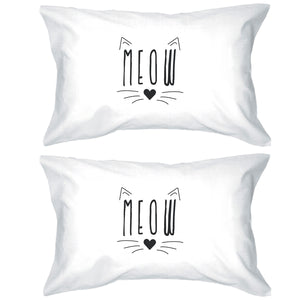 Meow Pillowcases Standard Size Cat Lover Pillow Covers High Quality