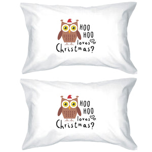 Hoo Christmas Owl Pillowcases Standard Size Pillow Covers