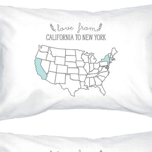 Love From States White Personalized Pillow Cases Customized Gifts - 365INLOVE