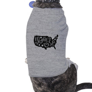 I Love USA Map Cute Grey Pet Shirt For Small Dogs 4th Of July Gifts - 365INLOVE