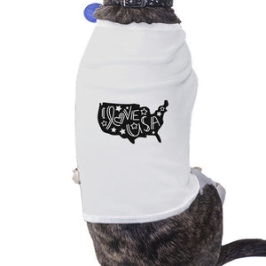 I Love USA Map White Dog Shirt For Independence Day Small Dog Only - 365INLOVE