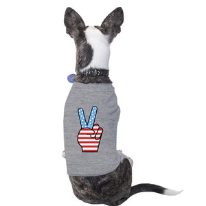 Peace Sign American Flag Grey Small Dog Shirt Cute Design Pet Shirt - 365INLOVE
