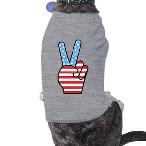 Peace Sign American Flag Grey Small Dog Shirt Cute Design Pet Shirt - 365INLOVE