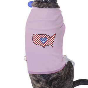 American Flag Pattern USA Map Graphic Pink Shirt For Small Pet Only - 365INLOVE