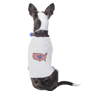 American Flag USA Map Cute 4th of July Decorative Small Pet Shirt - 365INLOVE