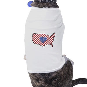 American Flag USA Map Cute 4th of July Decorative Small Pet Shirt - 365INLOVE