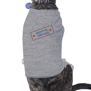 Born In The USA Grey Small Breed Pets T-Shirt For Fourth Of July - 365INLOVE