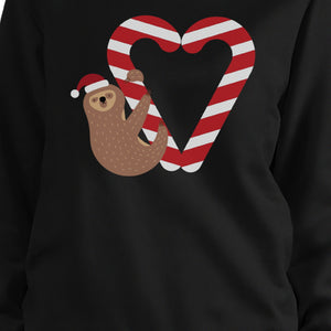 Candy Cane And Sloth Sweatshirt Winter Pullover Fleece Sweater - 365INLOVE