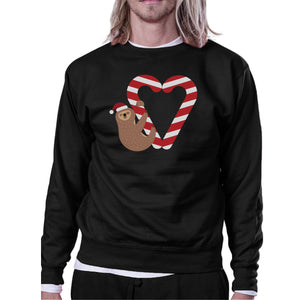 Candy Cane And Sloth Sweatshirt Winter Pullover Fleece Sweater - 365INLOVE