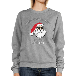 Realest Santa Sweatshirt Funny Christmas Pullover Fleece Sweater - 365INLOVE
