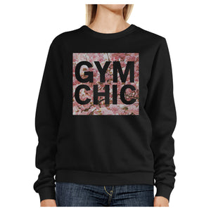 Gym Chic Black Sweatshirt Work Out Pullover Fleece Sweatshirts - 365INLOVE