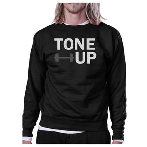 Tone Up Black Sweatshirt Work Out Pullover Fleece Sweatshirts - 365INLOVE