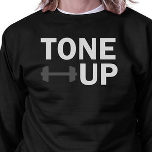 Tone Up Black Sweatshirt Work Out Pullover Fleece Sweatshirts - 365INLOVE