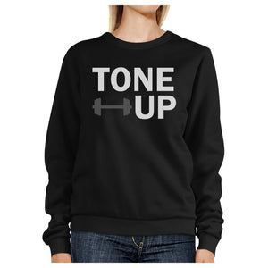 Tone Up Black Sweatshirt Work Out Pullover Fleece Sweatshirts - 365INLOVE