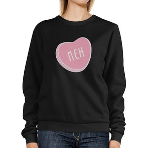 Meh Heart Unisex Black Graphic Sweatshirt Cute Pink Heart Design - 365INLOVE