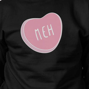 Meh Heart Unisex Black Graphic Sweatshirt Cute Pink Heart Design - 365INLOVE