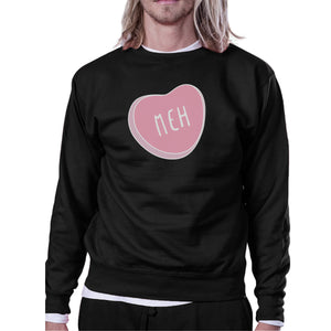 Meh Heart Unisex Black Graphic Sweatshirt Cute Pink Heart Design - 365INLOVE