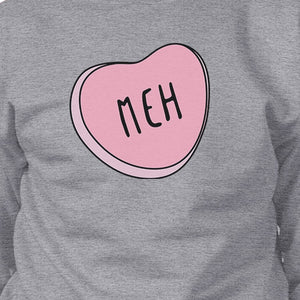 Meh Heart Unisex Gray Graphic Sweatshirt Cute Pink Heart Design - 365INLOVE