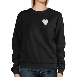 Melting Heart Unisex Black Graphic Sweatshirt Cute Pocket Design - 365INLOVE