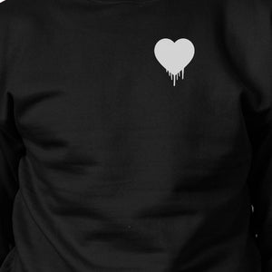 Melting Heart Unisex Black Graphic Sweatshirt Cute Pocket Design - 365INLOVE