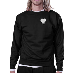 Melting Heart Unisex Black Graphic Sweatshirt Cute Pocket Design - 365INLOVE