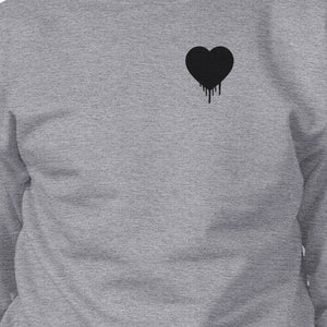 Melting Heart Unisex Gray Graphic Sweatshirt Cute Pocket Design - 365INLOVE