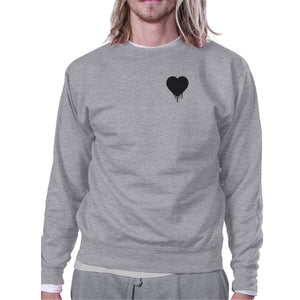 Melting Heart Unisex Gray Graphic Sweatshirt Cute Pocket Design - 365INLOVE