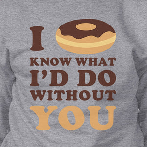 I Doughnut Know Grey Sweatshirt Humorous Design Crew Neck Pullover - 365INLOVE