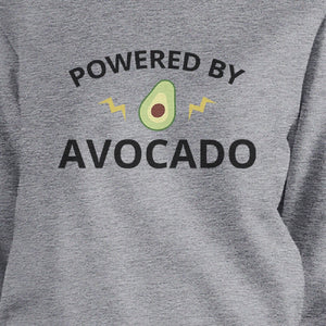 Powered By Avocado Grey Pullover Sweatshirt Unique Design Fleece - 365INLOVE