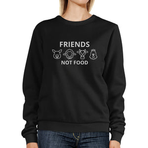 Friends Not Food Black Sweatshirt Cute Animal Graphic For Earth Day - 365INLOVE