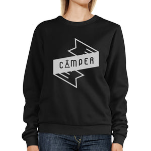 Camper Black Sweatshirt Trendy Design Fleece Cute Gift For Camping - 365INLOVE