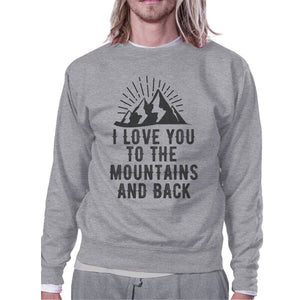 Mountain And Back Grey Sweatshirt Round Neck Fleece For Couples - 365INLOVE