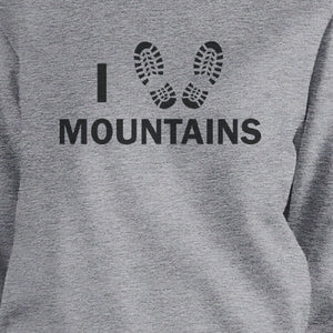 I Heart Mountains Grey Sweatshirt Unique Design Pullover Fleece - 365INLOVE