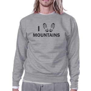 I Heart Mountains Grey Sweatshirt Unique Design Pullover Fleece - 365INLOVE