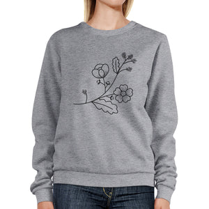 Flower Unisex Sweatshirts Flower Printed Round Neck Pullover Fleece - 365INLOVE