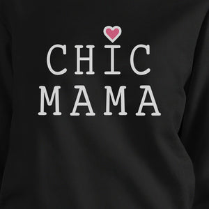 Chic Mama Black Unique Design Sweatshirt Crew Neck Fleece For Moms - 365INLOVE