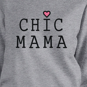 Chic Mama Grey Unisex Sweatshirt Simple Graphic Top For Young Moms - 365INLOVE