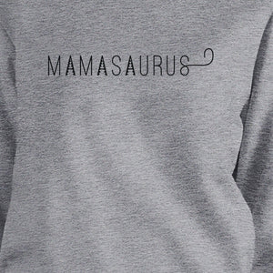 Mamasaurus Gray Round Neck Simple Graphic Sweatshirt Mom of Boys - 365INLOVE